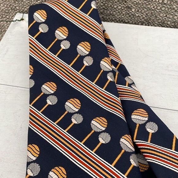 Pierre Cardin Morville Silk Ties Wide For Mens Blue Orange Golf‎ Print Paris - Picture 7 of 7